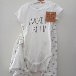 Rae Dunn Onesies with Cap and Romper